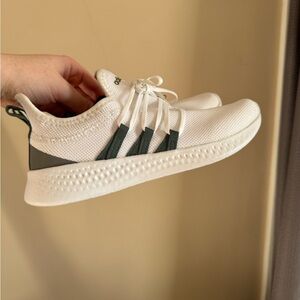 Adidas Women's White and Dark Green Sneakers